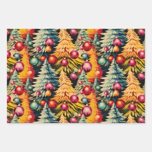 Feuille De Papier Cadeau Retro Mod Christmas Tree Extravaganza (Devant 2)