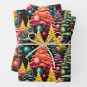 Feuille De Papier Cadeau Retro Mod Christmas Tree Extravaganza (En situation)
