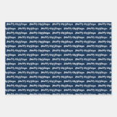 Feuille De Papier Cadeau Retro Navy Bleu, Rouge Vert & Blanc Joyeux Noël (Devant)