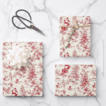 Feuille De Papier Cadeau Retro Père Noël Vintage Red Christmas Tree Toile W<br><div class="desc">Feuille de papier d'enveloppement Vintage de l'arbre de Noël Rouge de Père Noël rétro Jeu de 3</div>