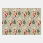 Feuille De Papier Cadeau Retro Santa Pink & Sage Christmas Wrapping Sheets (Devant 3)