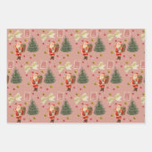 Feuille De Papier Cadeau Retro Santa Pink & Sage Christmas Wrapping Sheets (Devant 2)