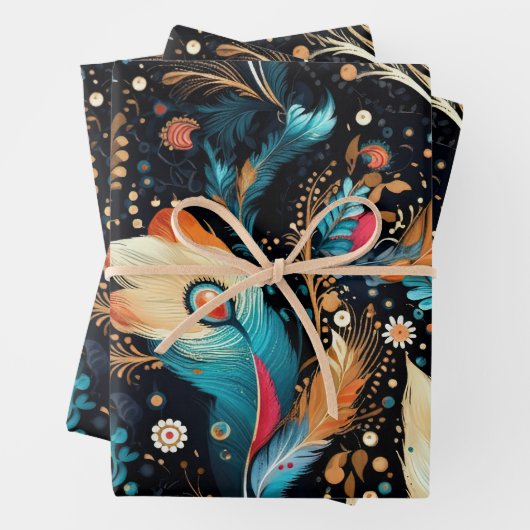 Feuille De Papier Cadeau Retro Space Exploration Galaxy (En situation)