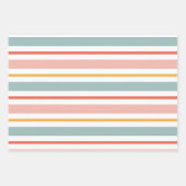 Feuille De Papier Cadeau Retro Summer Pastel Striped Pink Mint And Mustard (Devant 2)