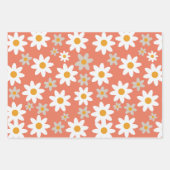 Feuille De Papier Cadeau Retro Super Daisy Motif orange rose vert (Devant 3)