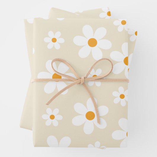 Feuille De Papier Cadeau Retro Super Daisy Tan cadeau d'anniversaire (En situation)