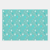 Feuille De Papier Cadeau Retro Turquoise et White Stars Motif (Devant 3)