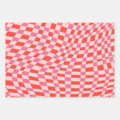 Feuille De Papier Cadeau Retro Valentine Pink Red Wavy Checkerboard Cute (Devant 2)