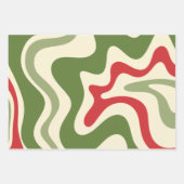 Feuille De Papier Cadeau Retro Vibe Liquid Swirl Abstrait Motif de Noël (Devant)