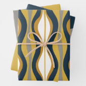 Feuille De Papier Cadeau Retro Vibe Mustard Marine Blue Grey (En situation)