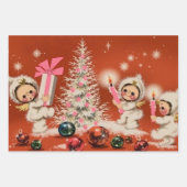 Feuille De Papier Cadeau Retro Vintage Christmas Snowbabies (Devant)