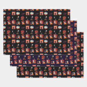 Feuille De Papier Cadeau Retro Vintage Halloween Motif Candy Corn Wrappin