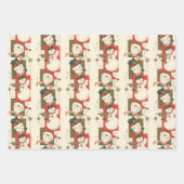 Feuille De Papier Cadeau Retro Vintage Snowmen Medley (Devant)