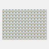 Feuille De Papier Cadeau RetroMod Patterns Aqua Teal Blue Blush Pink Yellow (Devant 2)
