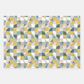 Feuille De Papier Cadeau RetroMod Patterns Aqua Teal Blue Blush Pink Yellow (Devant)