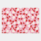Feuille De Papier Cadeau Rêve de Fraise Floral Amusant (Devant 3)