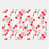 Feuille De Papier Cadeau Rêve de Fraise Floral Amusant (Devant)