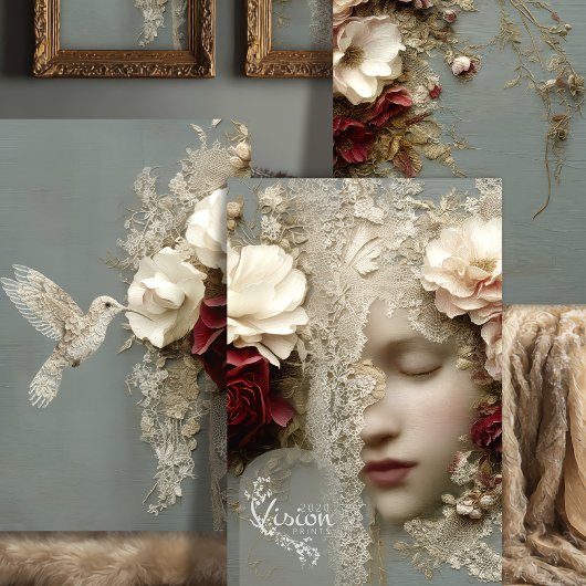 Feuille De Papier Cadeau Reverie in Bloom Triptych Heavyweight Decoupage