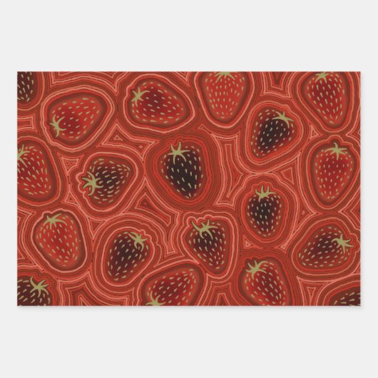 Feuille De Papier Cadeau Rêves de Fraise (Devant)