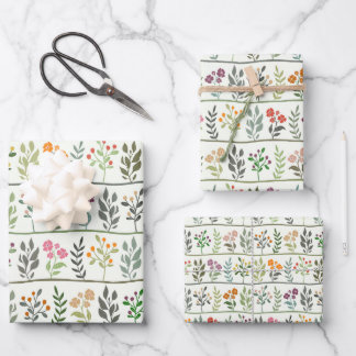 Feuille De Papier Cadeau Rhapsodie botanique colorée silhouette florale