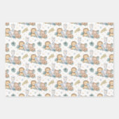 Feuille De Papier Cadeau Rhino éléphant Lion Brown bébé (Devant 2)