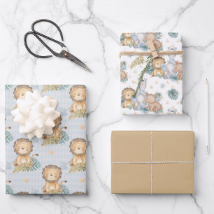 Feuille De Papier Cadeau Rhino éléphant Lion Brown bébé