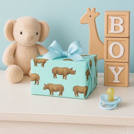 Feuille De Papier Cadeau Rhino Royale Blue Safari