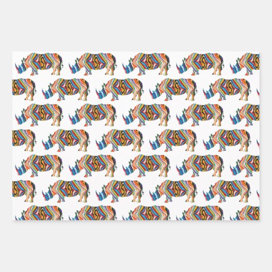 Feuille De Papier Cadeau Rhinoceros en Zèbre (Devant)