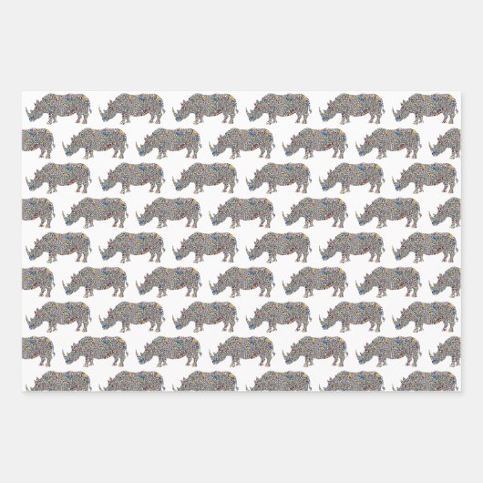 Feuille De Papier Cadeau Rhinoceros psychédélique (Devant 2)