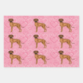 Feuille De Papier Cadeau Rhodesian Ridgeback Chien Love Coeur Motif rose (Devant)