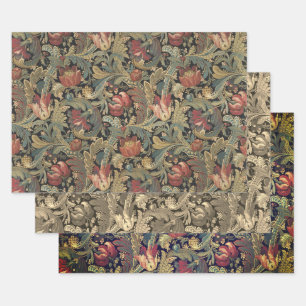 Feuille De Papier Cadeau Riche brocart de tapisserie florale antique victor