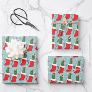Feuille De Papier Cadeau Rick and Morty   Christmas Pickle Rick Pattern