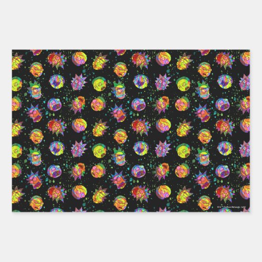 Feuille De Papier Cadeau RICK ET MORTY™ | Motif psychédélique (Devant)
