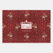 Feuille De Papier Cadeau Rindeer de Noël rustique laissez-le neiger Pepperm (Devant)