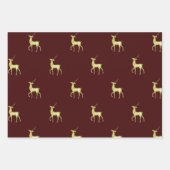 Feuille De Papier Cadeau Rindeer d'or de Noël minimal (Devant)
