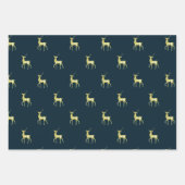 Feuille De Papier Cadeau Rindeer d'or de Noël minimal (Devant)