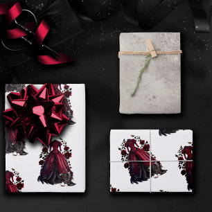 Feuille De Papier Cadeau Robe et talons rouges victoriens Antique Rose Go