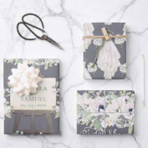 Feuille De Papier Cadeau Robe Mariage Boho Décontractée Aquarelle Fête des 