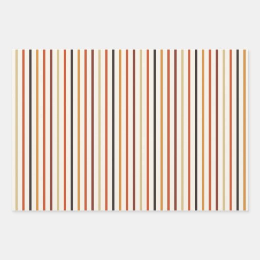 FEUILLE DE PAPIER CADEAU ROBE ORANGE BROWN TONNE TOMBE STRIPES (Devant 3)