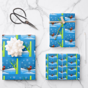 Feuille De Papier Cadeau Robin de Noël