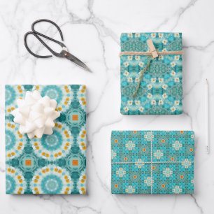 Feuille De Papier Cadeau Robin's Egg Blue Geometry Abstrait Motif No1