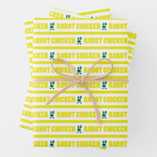 Feuille De Papier Cadeau Robot Chicken Stripe Pattern (En situation)