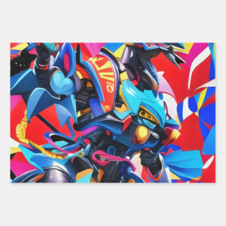 Feuille De Papier Cadeau robotique futuriste