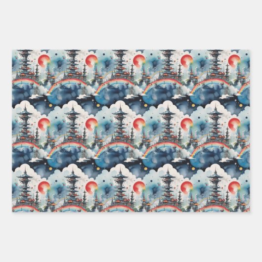 Feuille De Papier Cadeau Robots Sci-Fi Rétro Dans L'Espace (Devant 2)