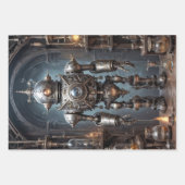 Feuille De Papier Cadeau Robots steampunk rétrofuturistes tryptiques (Devant)