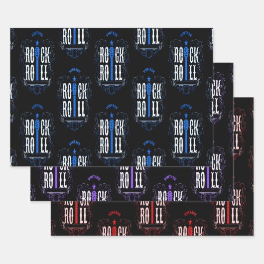 Feuille De Papier Cadeau Roche vintage Et Rouleau (Lot)