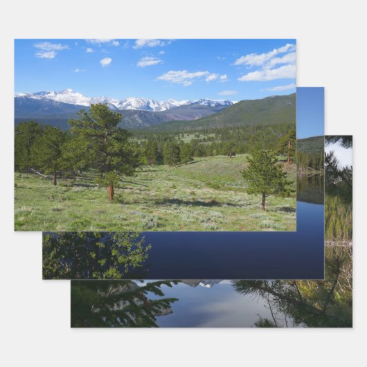 Feuille De Papier Cadeau Rocky Mountain View Paysage Pittoresque (Lot)