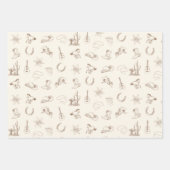 Feuille De Papier Cadeau Rodéo Ouest Neutre Brown & Jeu Bleu (Devant 3)