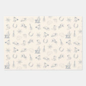 Feuille De Papier Cadeau Rodéo Ouest Neutre Brown & Jeu Bleu (Devant 2)