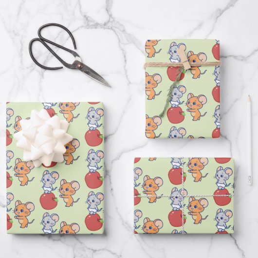 Feuille De Papier Cadeau Rollage Anime Tuffy et Jerry Apple (Recto)